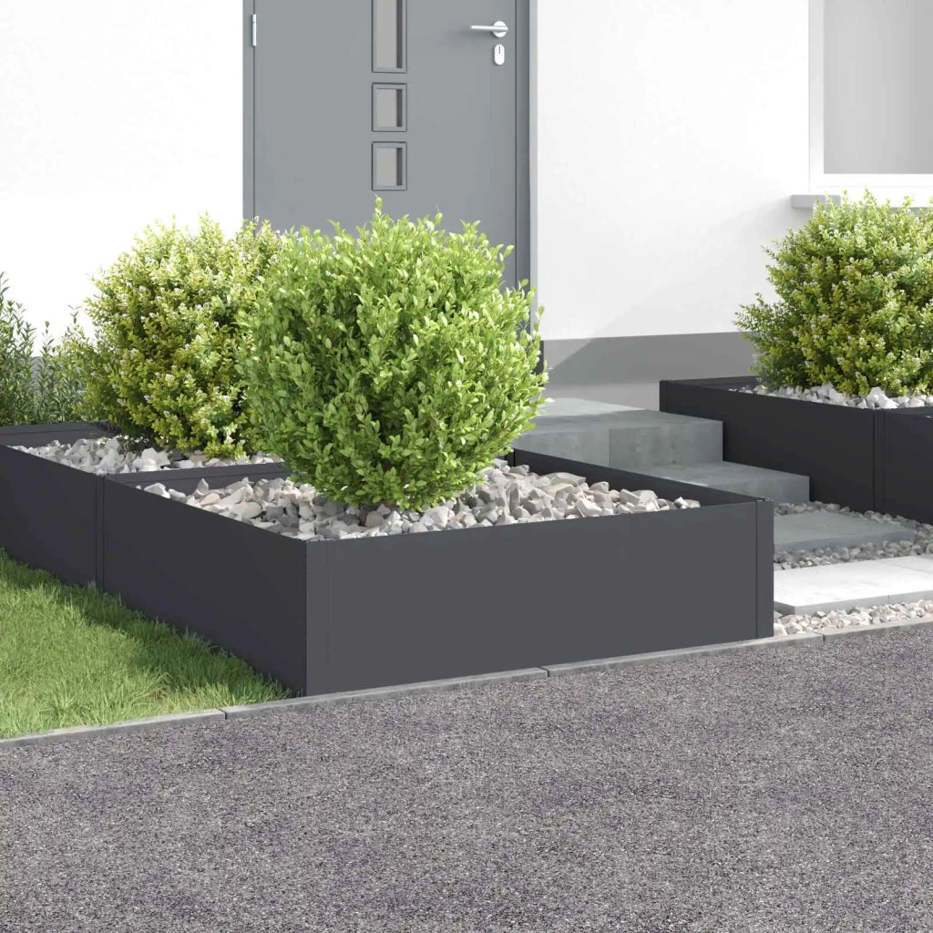 Bordura per Prato 4 pz 100 x 100 x 35 cm Acciaio Antracite 8008978