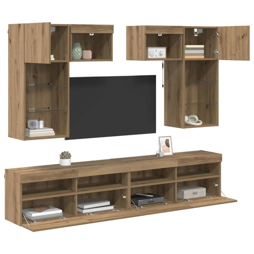 Unità per TV a Muro 6 pcs Legno vecchio Legno multistrato 3402789