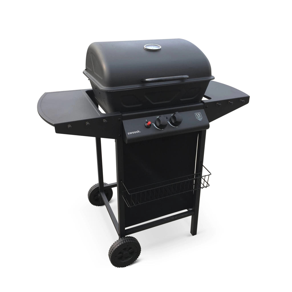 Barbecue a gas, 2 bruciatori, nero
