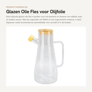 Contenitore per oli 900ml - Dispensatore in vetro - Resistenti alle lesioni - Pourer per liquidi - Design chiaro - Teiera/Supporto - Olio canna