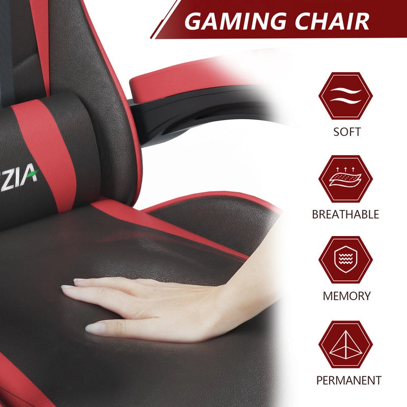 Sedia da gioco,  Sedia da gioco ergonomica, altezza regolabile, schienale reclinabile, braccioli e poggiatesta, nero e rosso
