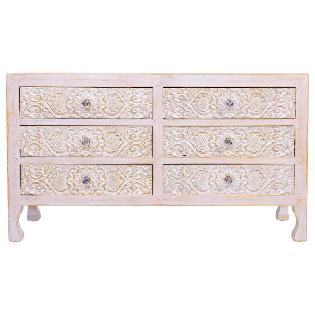 Comò in legno con 6 cassetti 91x28,5x51,5