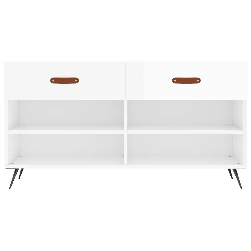Panca Porta Scarpe Bianco Lucido 102x35x55 cm Legno Multistrato 829710