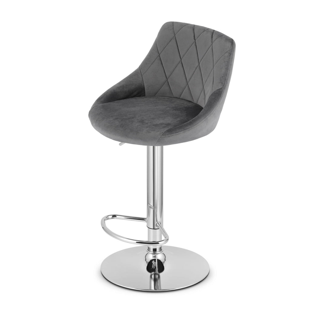 Set di 2 sgabelli bar Kast in velluto grigio e acciaio cromato