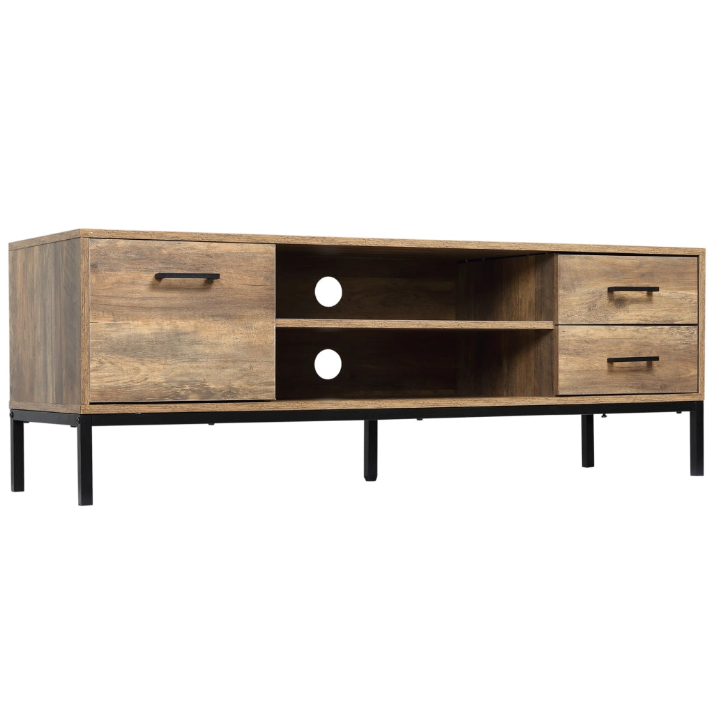 Mobile TV con cassetti e scaffale ¨C zephmum ¨C marrone nero 132x39x45.5 cm