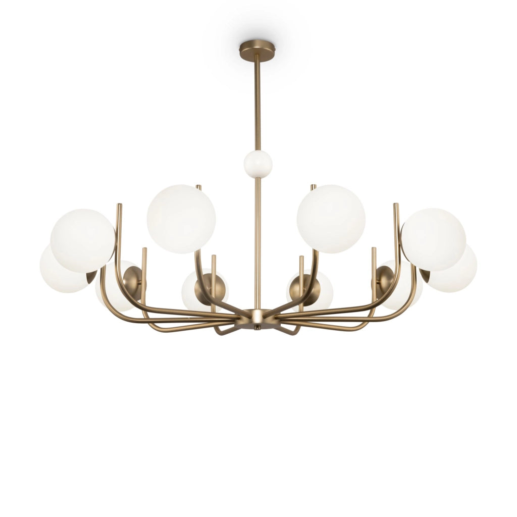 Maytoni Lampadario contemporaneo Rendez-vous 10 luci E14 ottone metallo diffusore vetro