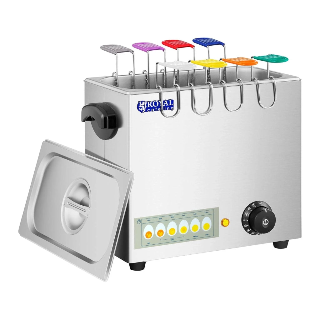 Cuociuova elettrico professionale con portauova 2600 watt può contenere fino a 8 uova acciaio inox 8 cucchiai per uova 4 portauova 140003950