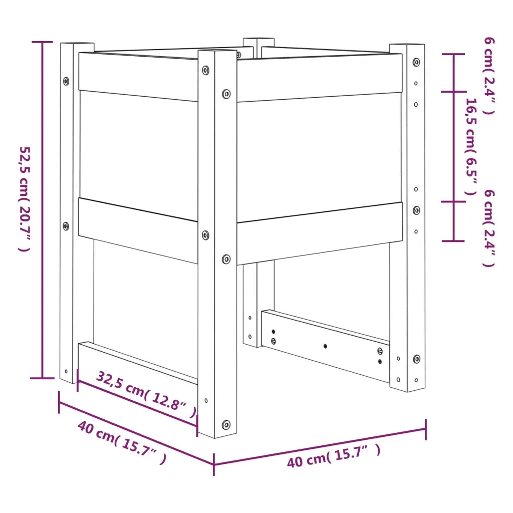 Fioriere 2 pz Ambra 40x40x52,5 cm in Legno Massello di Pino