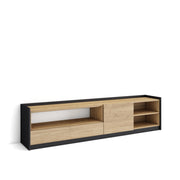 Mobile TV Soggiorno, 207x50x37 cm, Per TV fino a 80", Mobile Soggiorno, Rovere e nero
