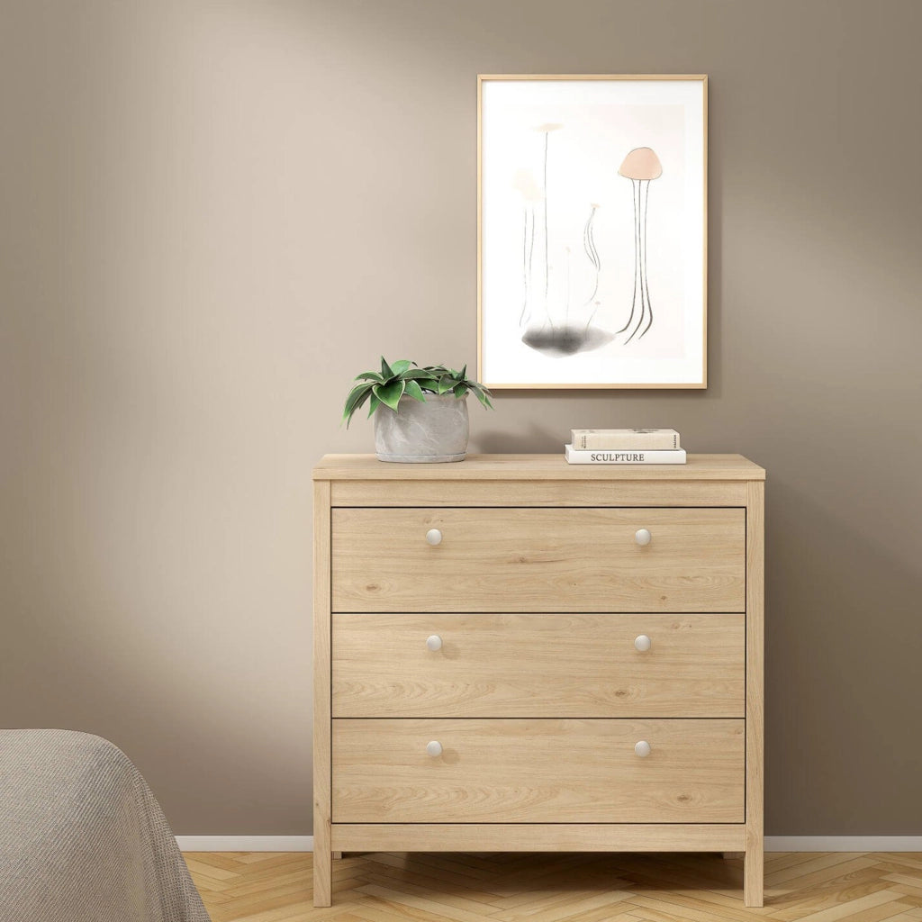 Cassettiera Sagar, Settimino multiuso, Comò camera da letto, Mobile con cassetti, 82x38 h80 cm, Rovere