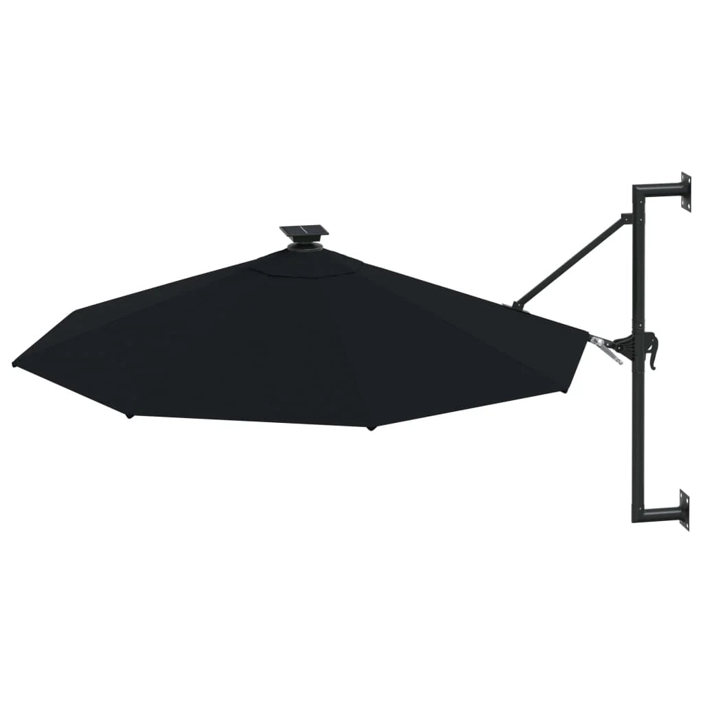 Ombrellone da parete con palo in metallo e LED 300 cm nero 02_0008693
