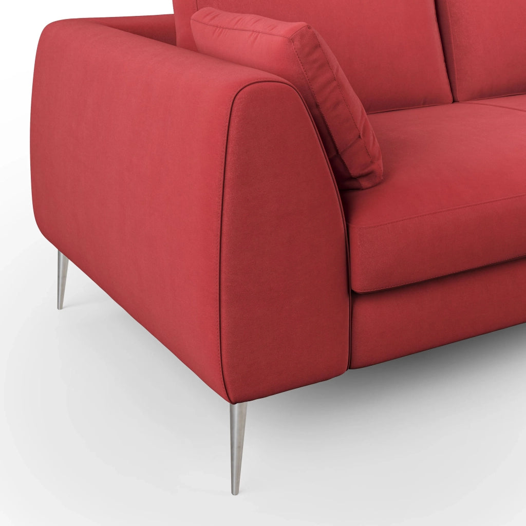 Plano Divano moderno in microfibra tecnica smacchiabile T11 216 cm rosso