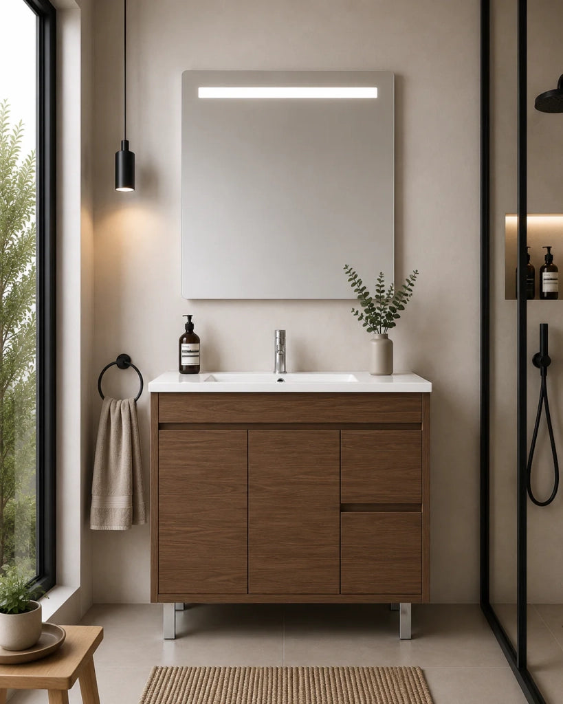 Mobile bagno con lavabo ORIGENBATH ISQUIA senza specchio 80x40 cm frassino tea