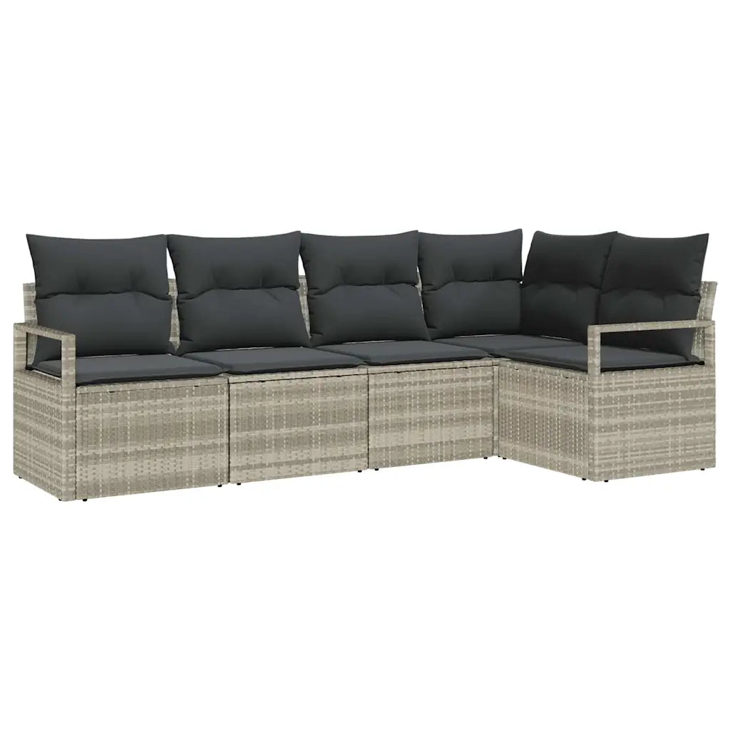 Set di divani con cuscino 5 pcs Grigio chiaro polyrattan 3346382
