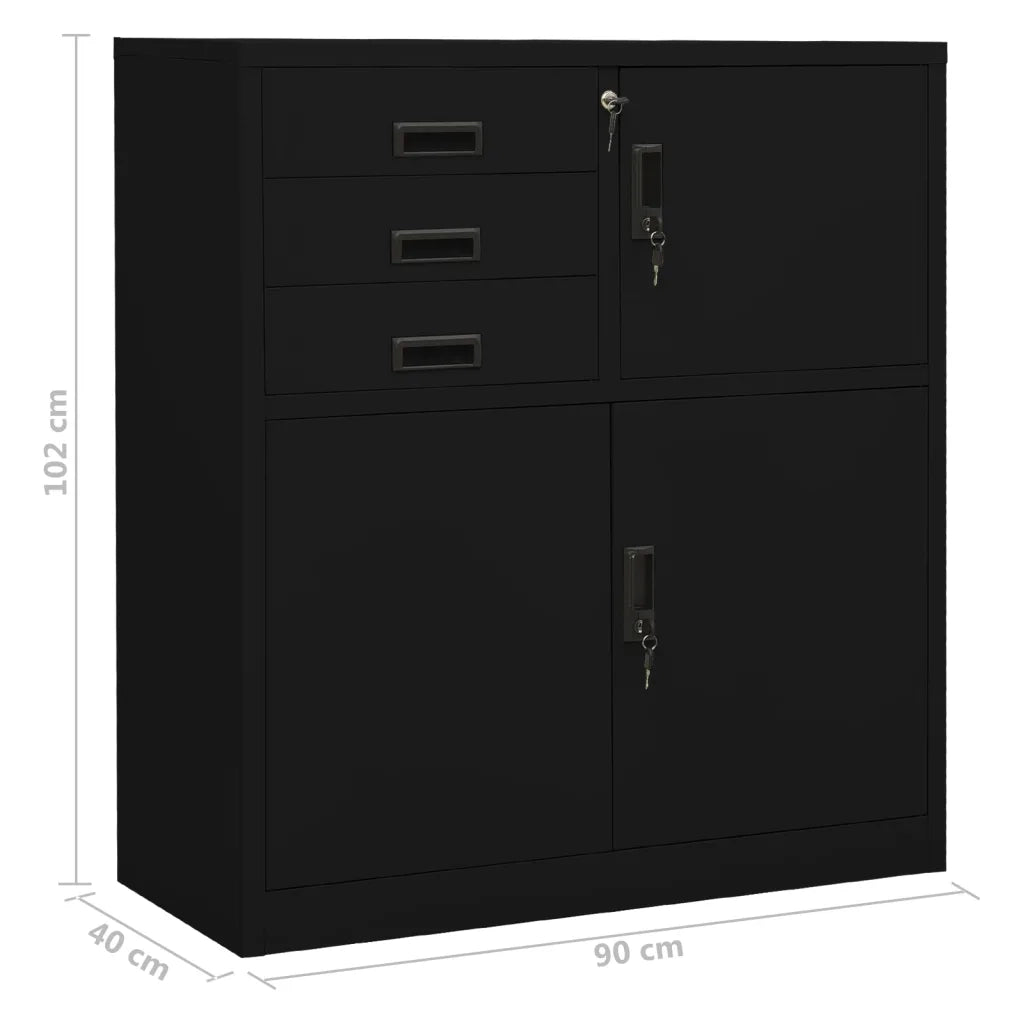 Armadio per Ufficio Nero 90x40x102 cm in Acciaio cod mxl 50144