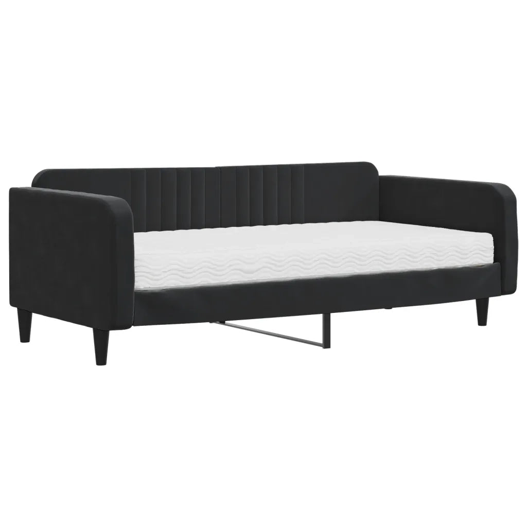 Divano letto | Sof¨¤ letto | Letto singolo con Materasso Nero 100x200 cm in Velluto