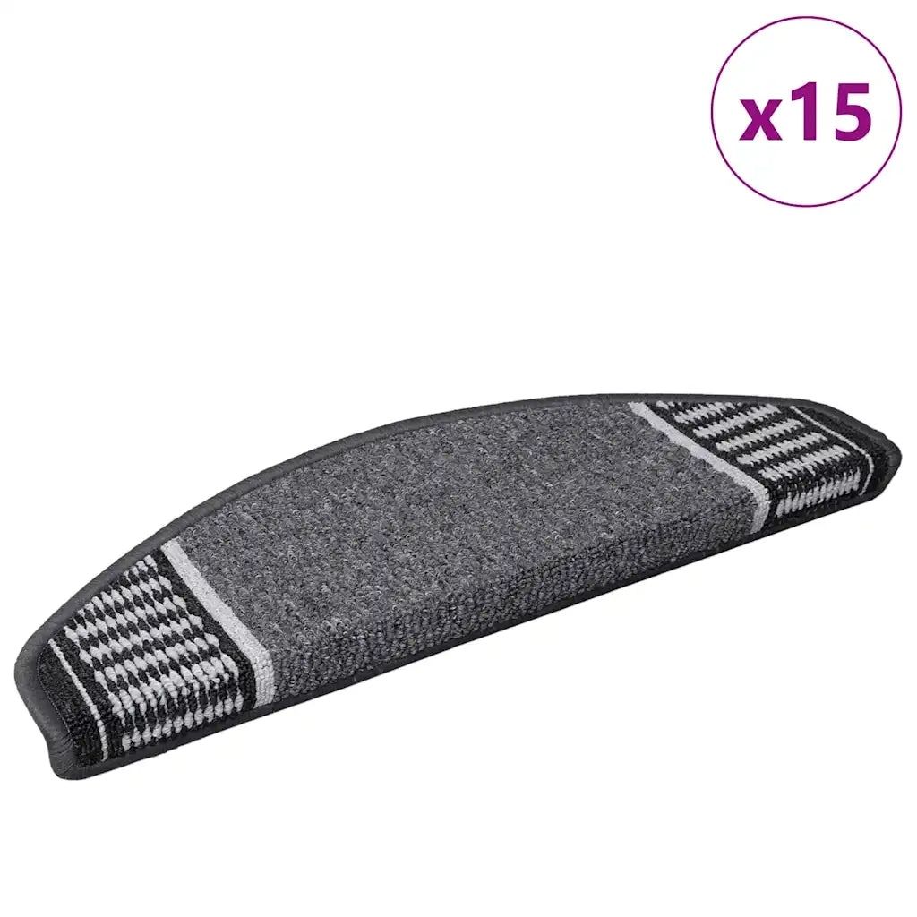 Tappetini per scale autoadesivi 15 pz | Gradini per Scale Antracite 65 x 21 x 4 cm