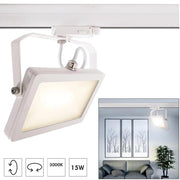 Faretto track per binario trifase LED 15W bianco luce con staffa orientabile illuminazione negozio vetrina showroom 230V 3000K