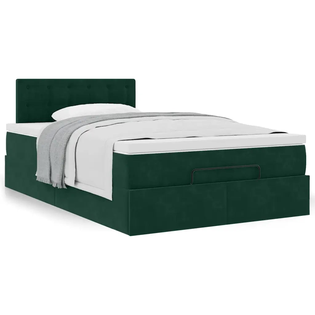 Pouf Letto con Materasso Verde Scuro 120x190 cm Velluto 3311906