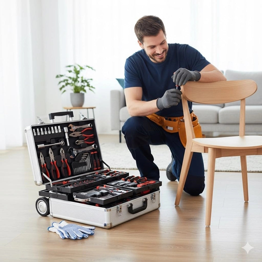 Trade Shop - Kit Attrezzi Valigetta Professionale 799pz Trolley Alluminio Con Ruote Completo Fai Da Te -