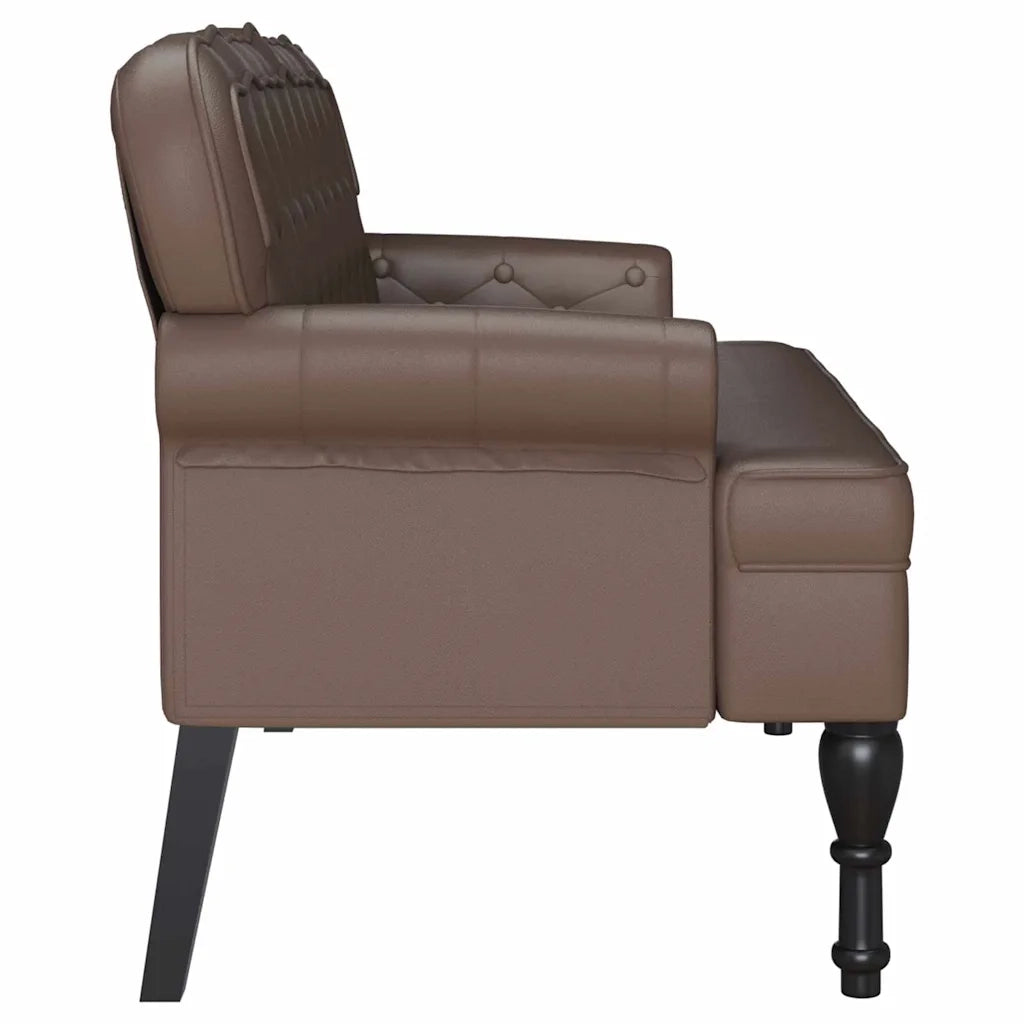 Panca Chesterfield-Sgabello-Divano Marrone 119,5 x 64,5 x 75 cm Pelle Sintetica