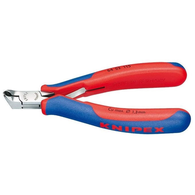 Knipex 64 52 115 Tronchese per elettronica con tagliente frontale inclinato 27° lunghezza 115 mm impugnature multicomponente colore Blu Rosso