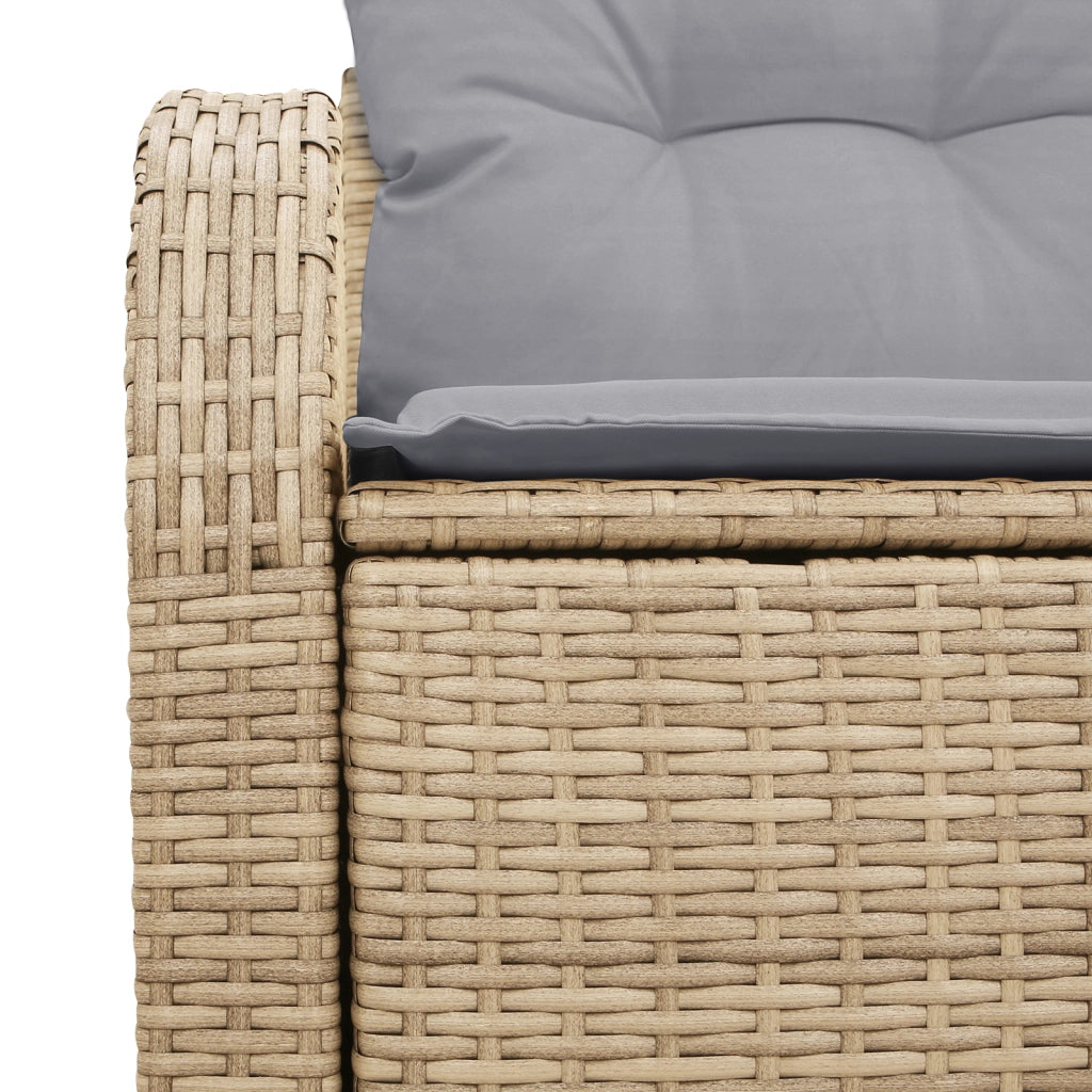 Divano da Giardino a 2 posti con Spazio di Archiviazione e Cuscini Beige in Polyrattan