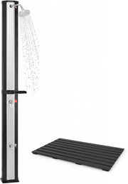 SOARS Doccia Solare da Giardino 60 L, 277 cm Doccia da Esterno con Copertura Protettiva, Soffione 360° e Rubinetto per Piedi, Max. 60 °C, per Piscina e Spiaggia