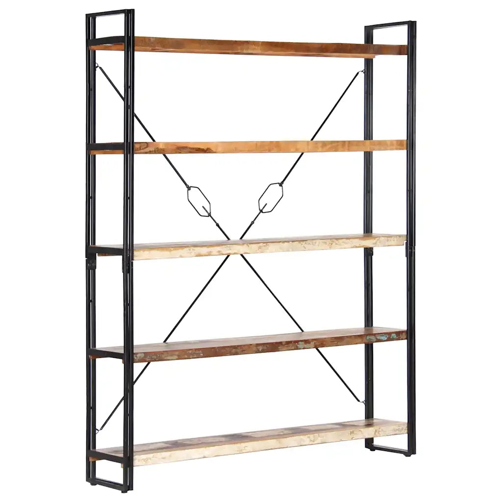 Libreria a 5 Ripiani 140x30x180 cm in Massello di Recupero cod mxl 33757