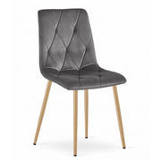 Sedia Libra in Velluto Grigio Scuro con Gambe Effetto Legno