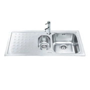 Lavello incasso 2 vasche gocciolatoio sinistro 100x50 Smeg LV100S3 inox
