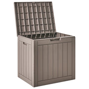 Panca da giardino in plastica marrone per esterni 116 x 60 cm con maniglie e rotelle Cassetta porta attrezzi da esterno