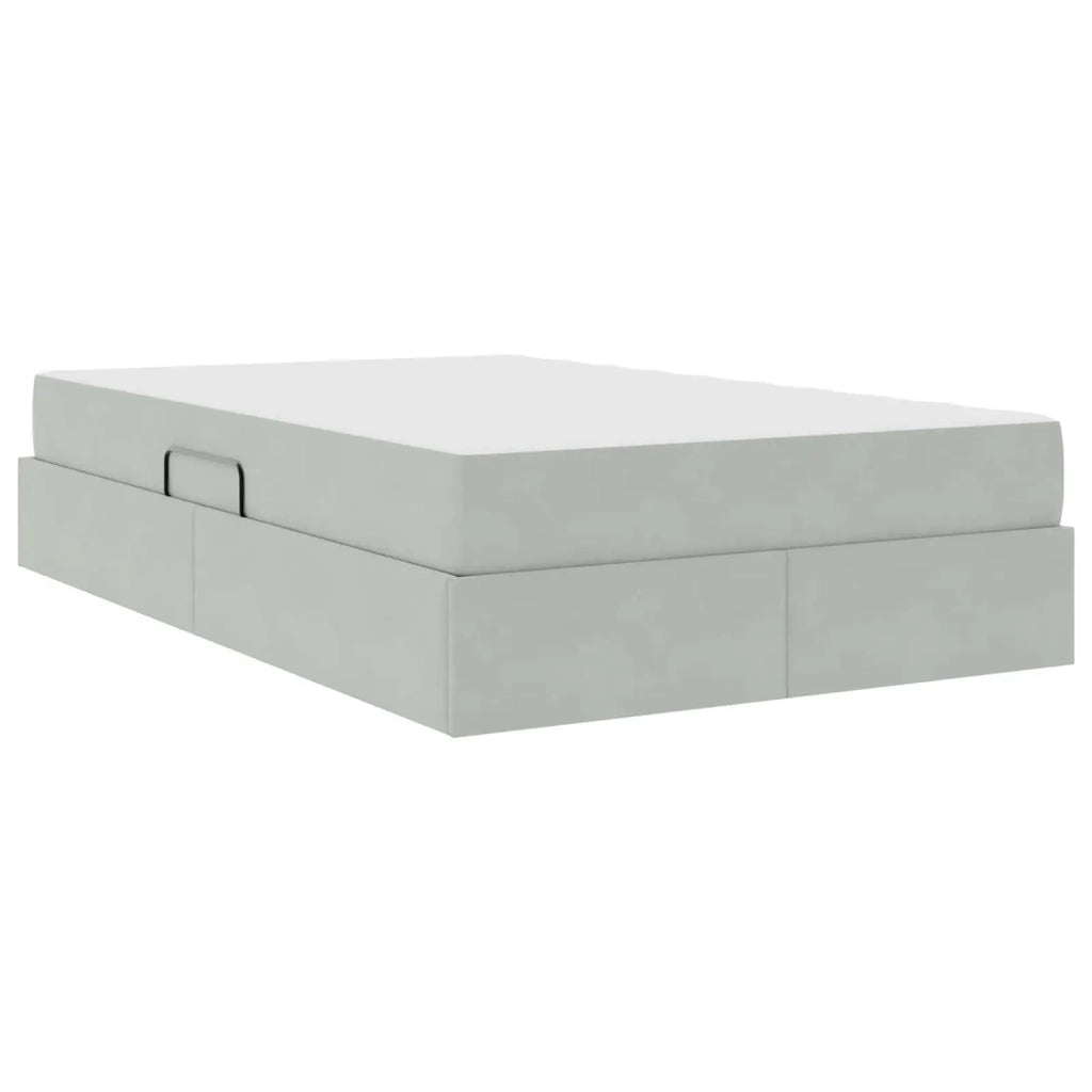 Letto con contenitore e materasso Grigio chiaro 120 x 190 cm