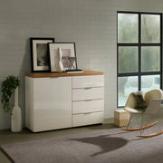 Madia Bagwis, Credenza 2 Ripiani Made in Italy, 120x43x89h cm Bianco Lucido