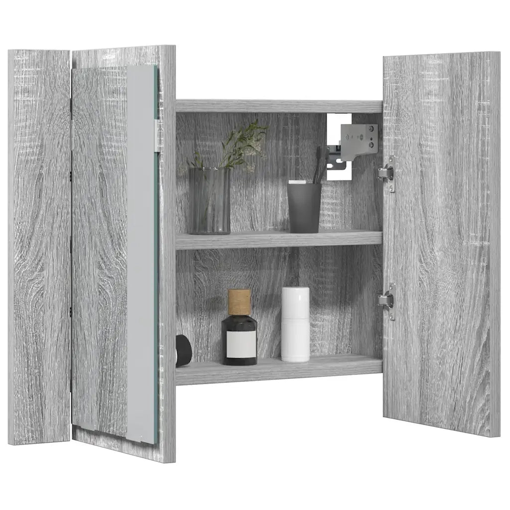 Mobile Specchio LED Grigio Sonoma 60x12x45cm Legno Multistrato 822842