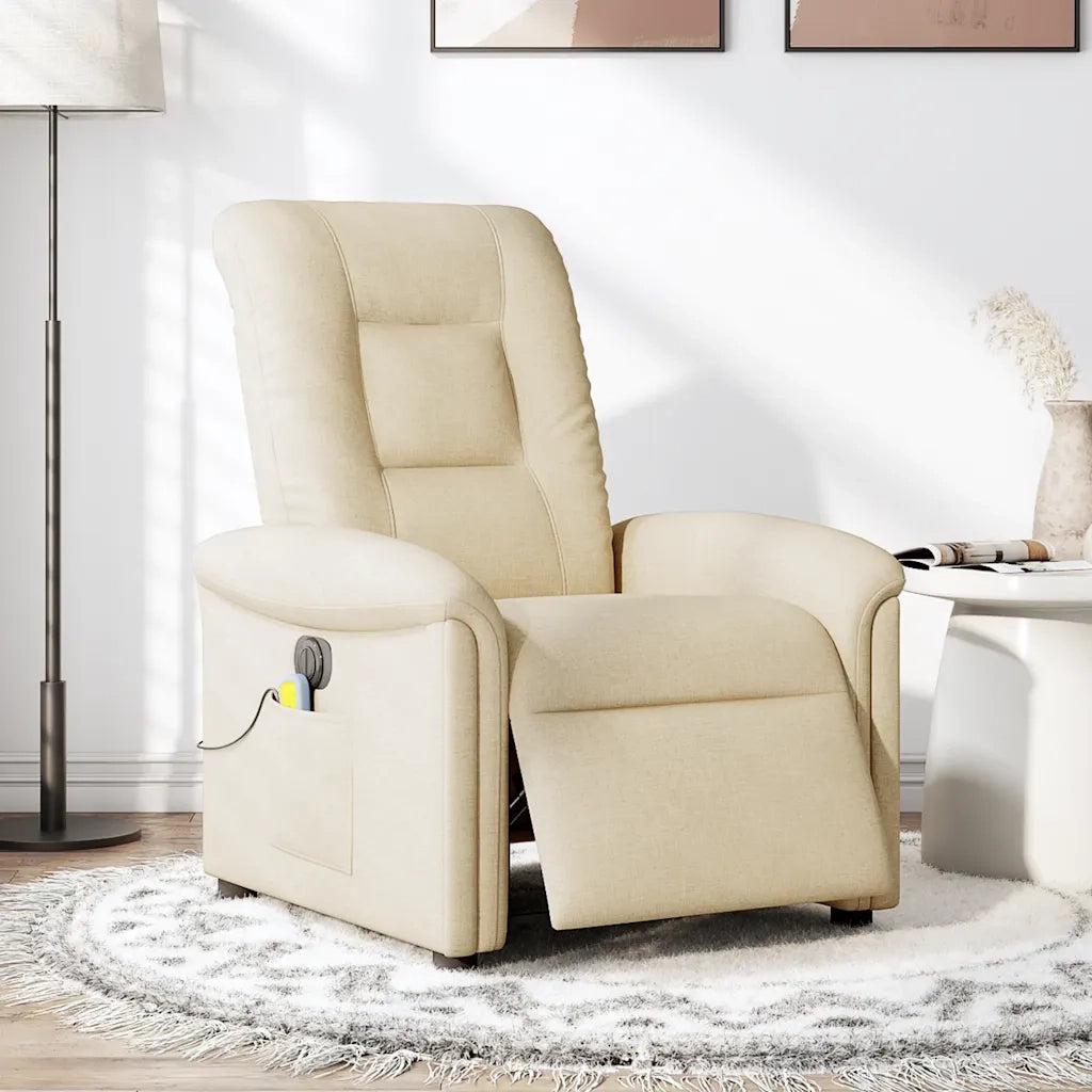 Poltrona Reclinabile Massaggiante Elettrica Crema in Tessuto 3303252
