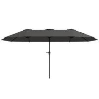 Ombrellone Doppio con Prese d'Aria e Manovella, in Metallo e Poliestere, 4x2.2x2.34 m, Nero e Grigio Scuro