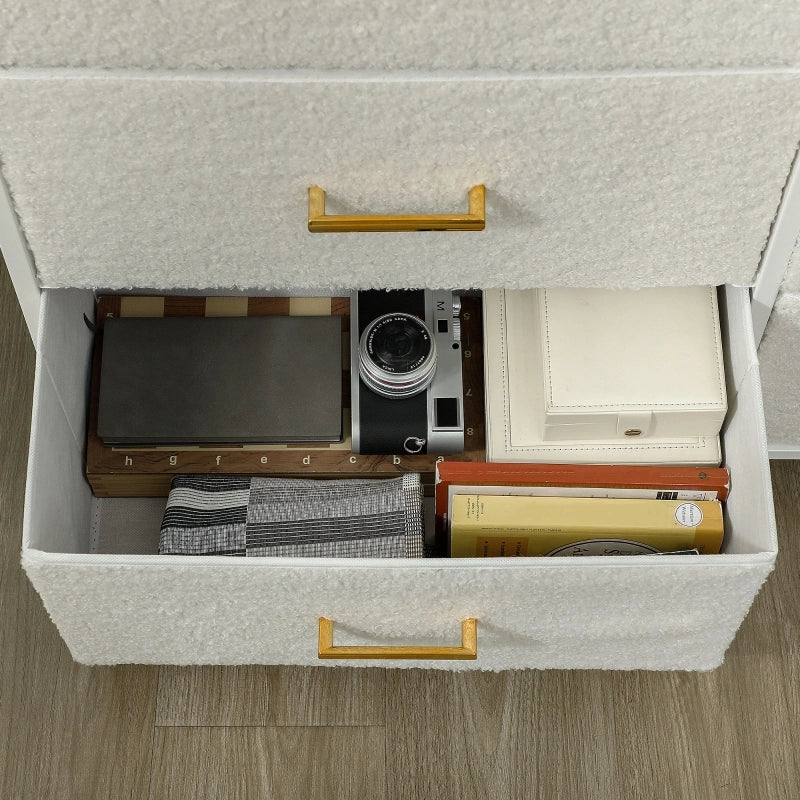 CASSETTIERA 9 cassetti 100x30x99 cm in tessuto crema