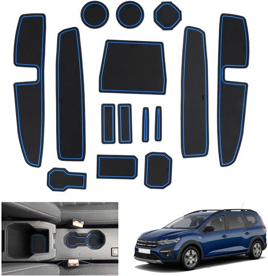 Accessori per Dacia Jogger 2022-2024 2025, mattoncini antiscivolo in gomma per Jogger Hybrid/Extreme 2024, mattoncini per console centrale, mattoncini per portellone, (blu)