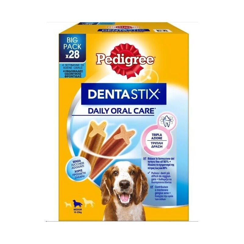 PEDIGREE DENTASTIX PER CANI BIG PACK 28 PZ TRIPLA AZIONE PER CANI MEDIUM 10-25 KG PULIZIA E GENGIVE SANE