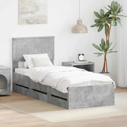 Struttura del letto con cassetto-Giroletto con contenitore-Rete del Letto Grigio cemento 75 x 190 cm 859723