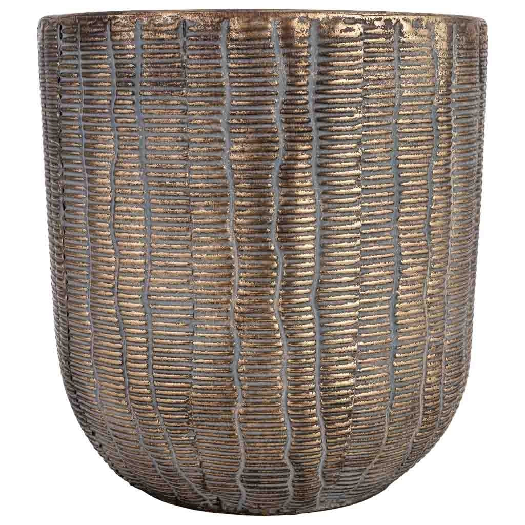 Fioriera in metallo dorato 28,5x28,5x30h cm