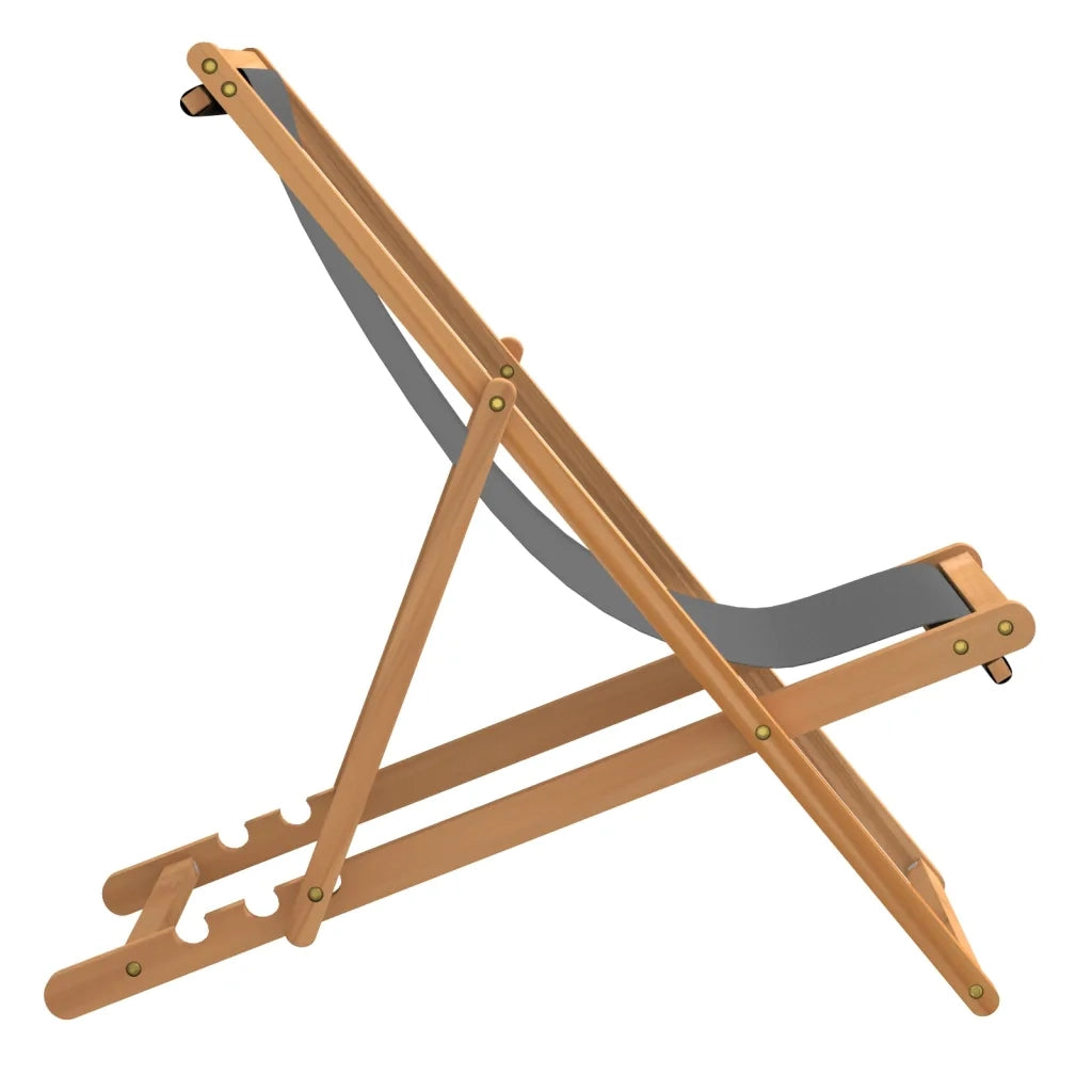 Sedia da Spiaggia Pieghevole in Legno Massello di Teak Grigia 47415