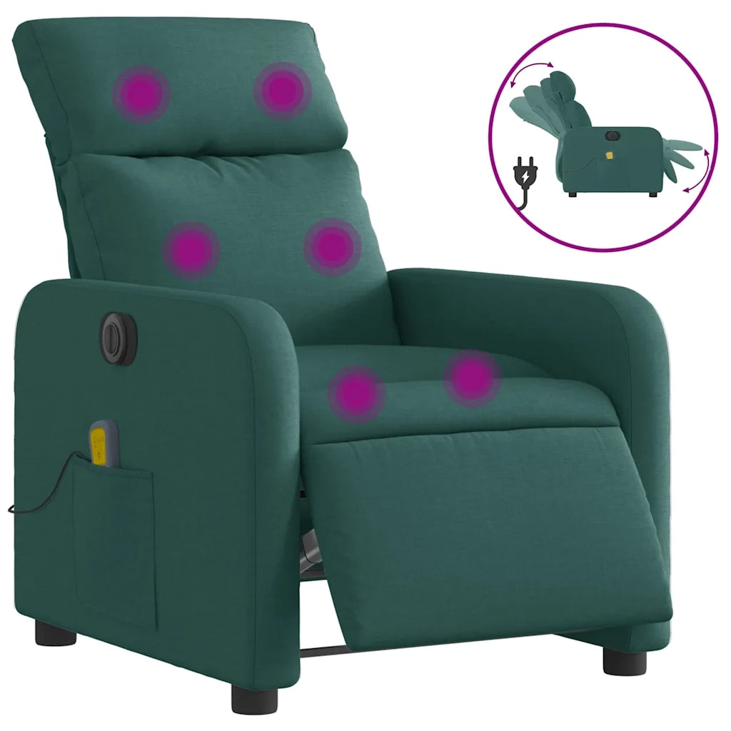 Poltrona Massaggiante Reclinabile Elettrica Verde Scuro Tessutocod mxl 133064
