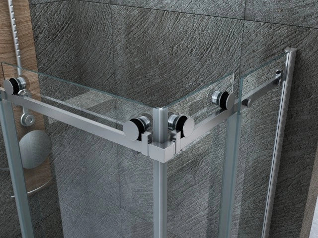 Box doccia tre lati scorrevole 8mm trasparente h.195 FLUIDA TRIO 70x90x70 cm,Flacone anticalcare escluso