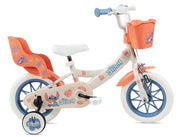Bicicletta per Bambine 12" Disney Stitch Freni Caliper e Stabilizzatori in Acciaio Hi-Ten Beige