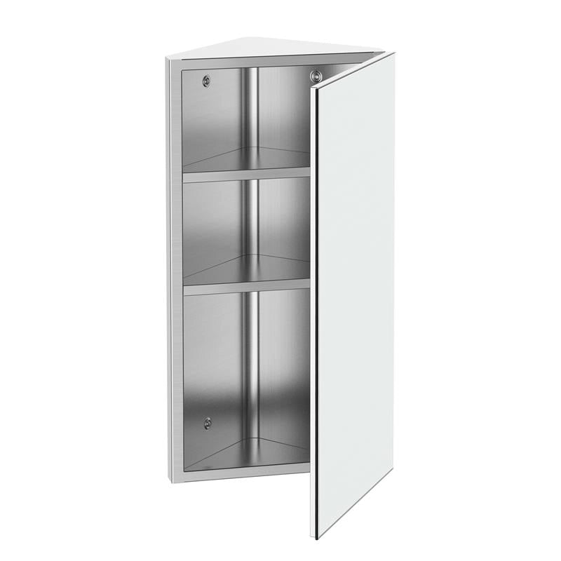 ARMADIETTO PENSILE ANGOLARE DA BAGNO IN ACCIAIO CON SPECCHIO 60 X 30 X 18.4CM