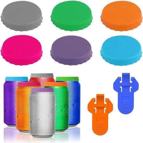 6 pezzi di coperture in silicone per bottiglie di birra e 2 pezzi di apripettine per bottiglie di birra - Salvaguardia per bottiglie di birra con protezione per bevande colorate - Protezione contro le morsicature per bottiglie di birra