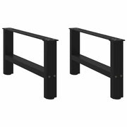Set di 2 pratiche gambe quadrate per tavolino da caffè 70 x 30 cm con piedini livellatori design moderno in acciaio nero 02_0057508