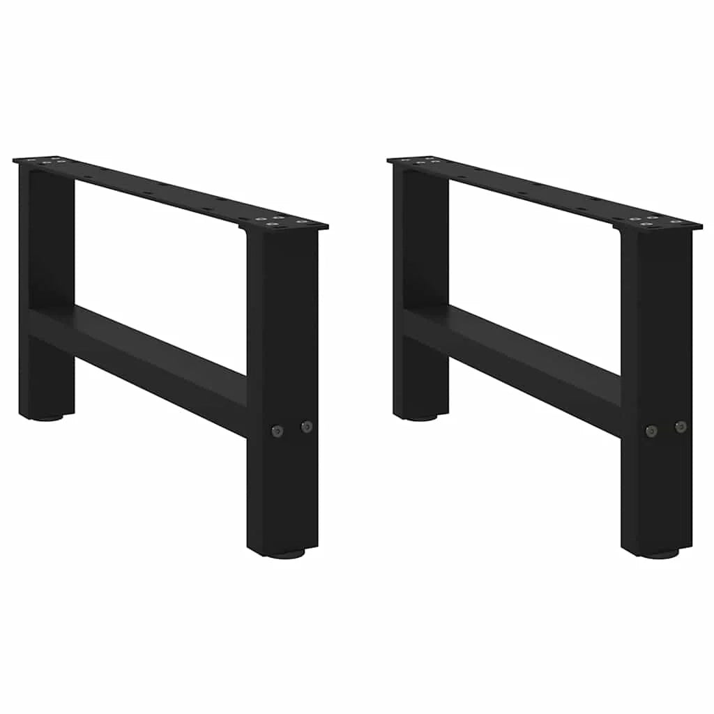 Set di 2 pratiche gambe quadrate per tavolino da caffè 70 x 30 cm con piedini livellatori design moderno in acciaio nero 02_0057508